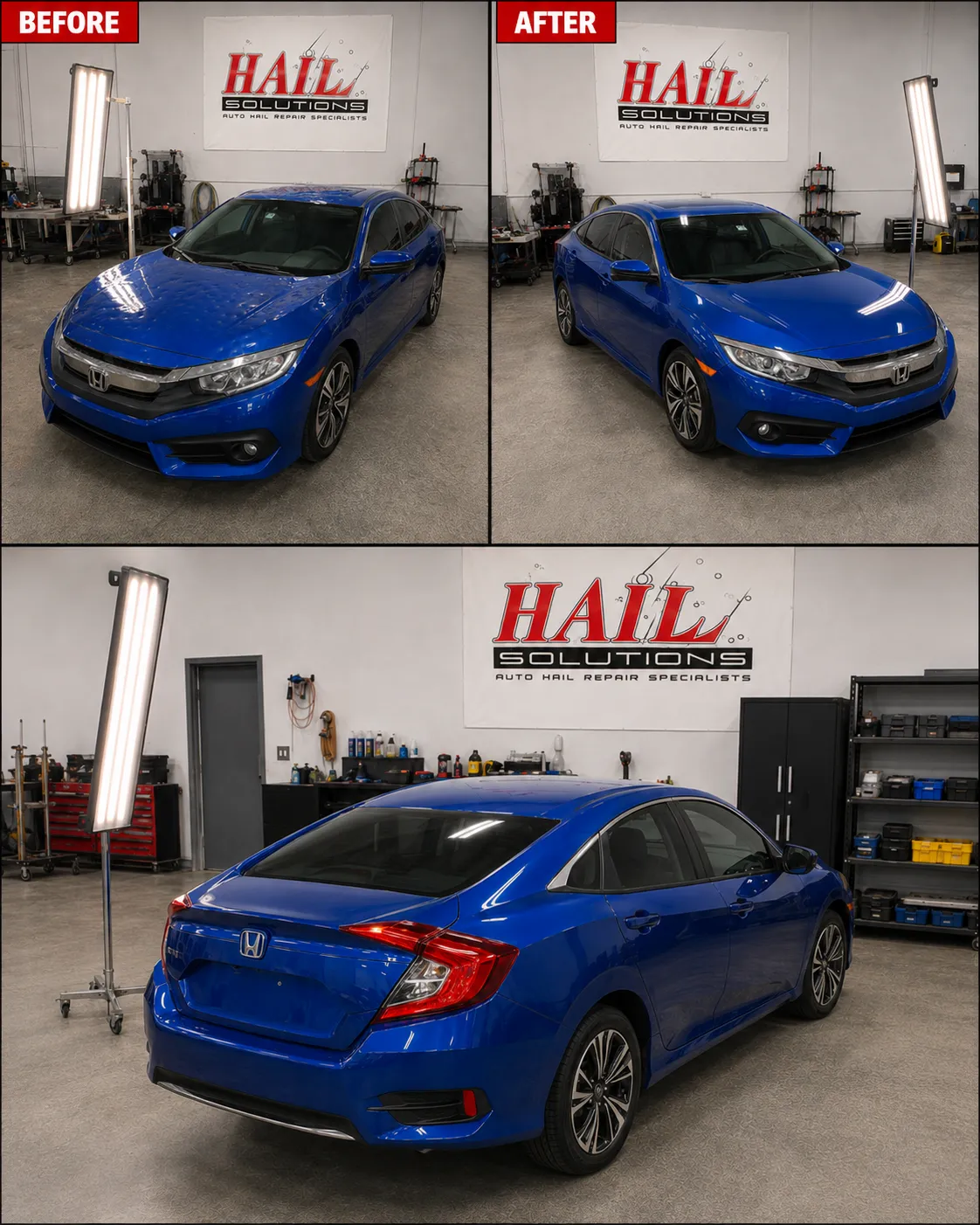 2016 Honda Civic hail damage repair in Merriam, KS — detail photo 3