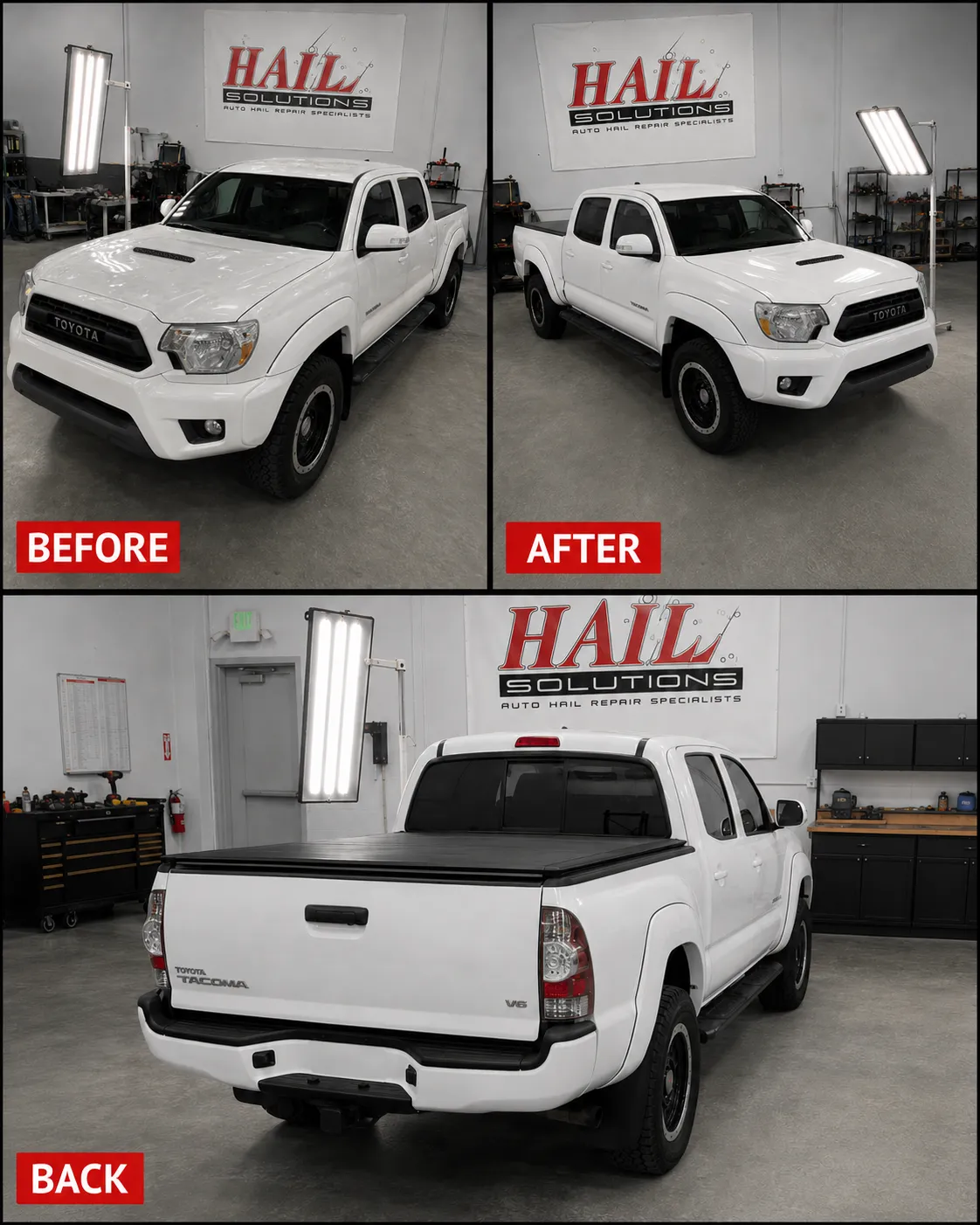 2015 Toyota Tacoma — Super White after hail damage repair by Hail Solutions in Raytown, MO