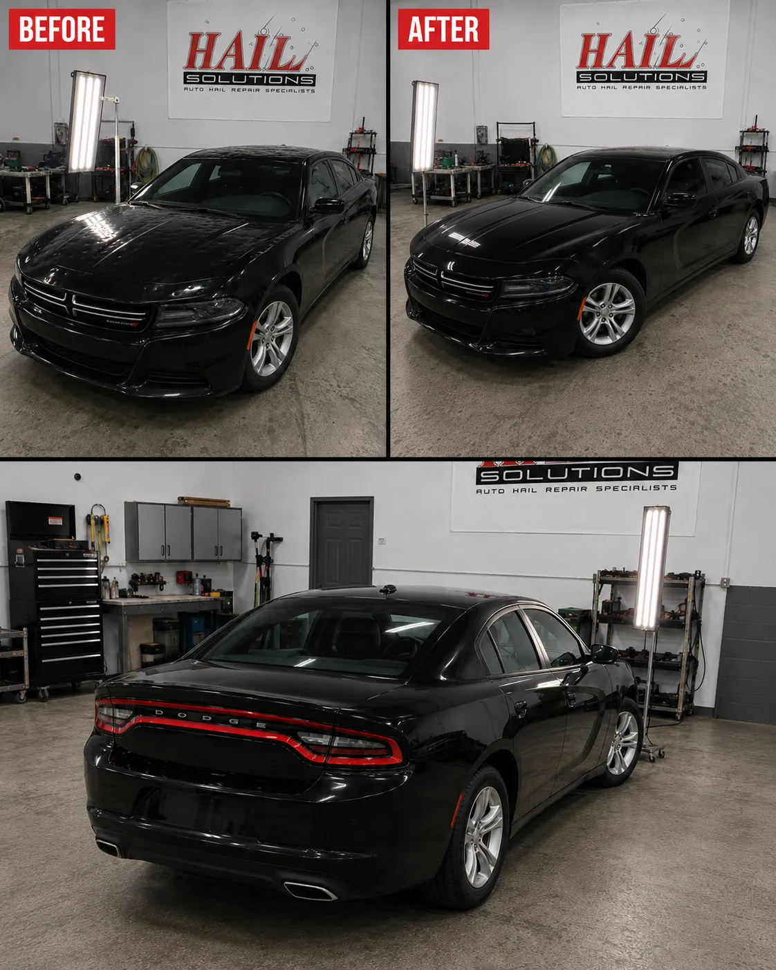 2016 Dodge Charger — Pitch Black after hail damage repair by Hail Solutions in Harrisonville, MO