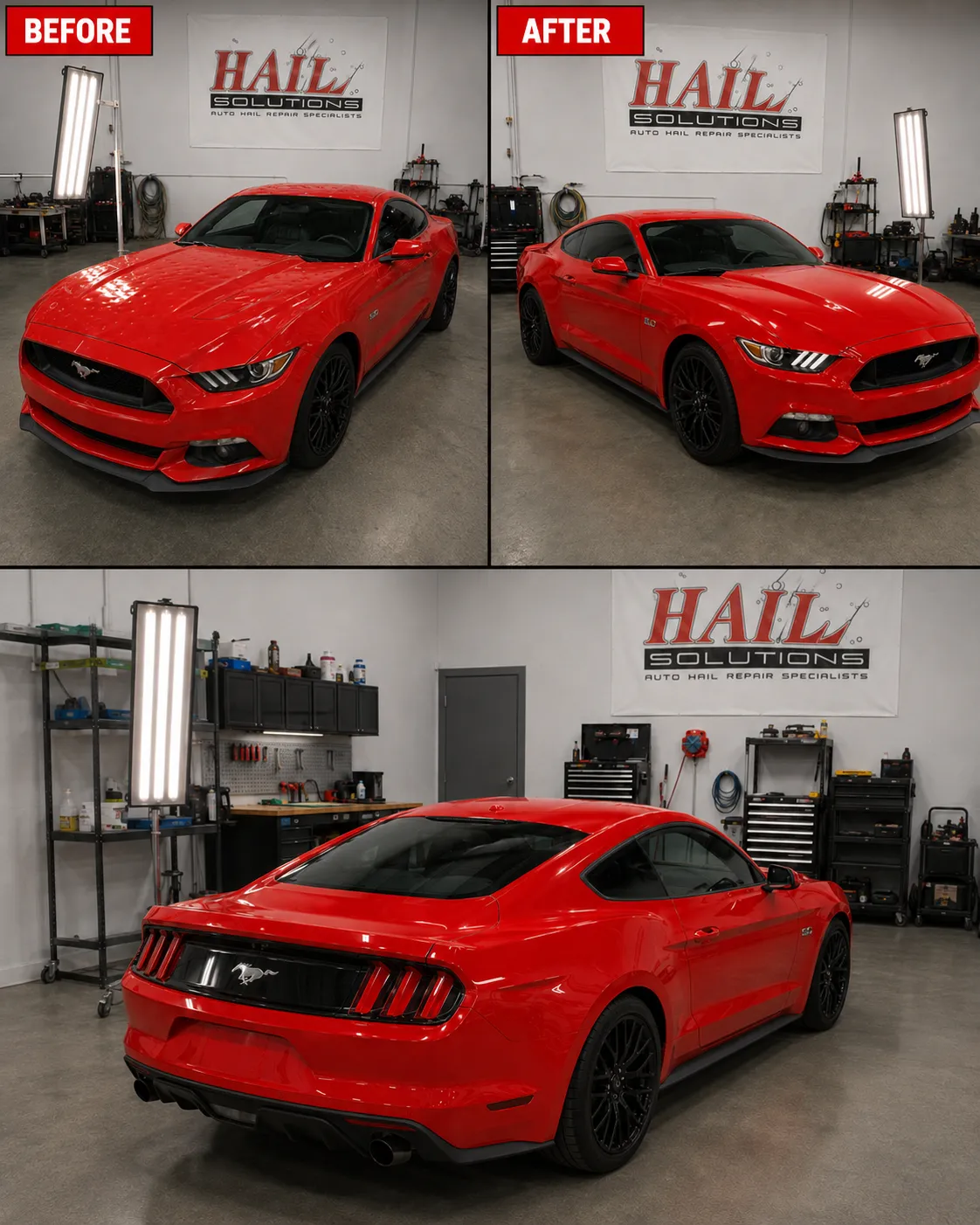 2017 Ford Mustang — Race Red after hail damage repair by Hail Solutions in Kansas City, MO