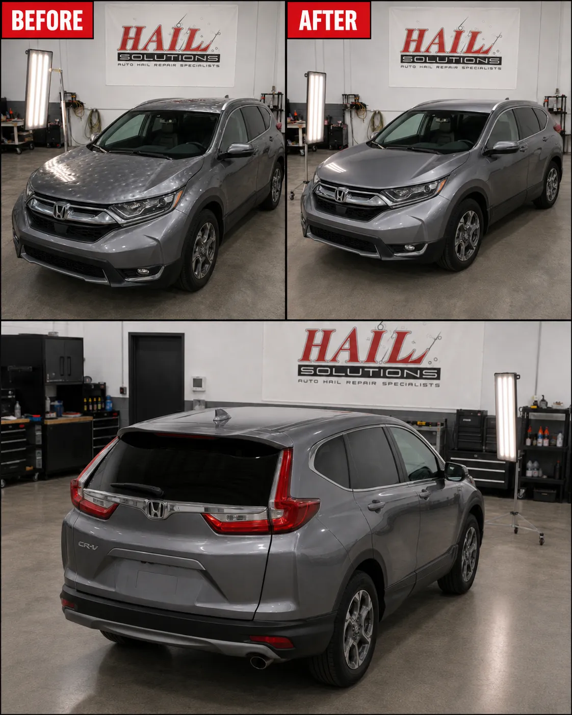 2017 Honda CR-V — Modern Steel Metallic after hail damage repair by Hail Solutions in Lenexa, KS