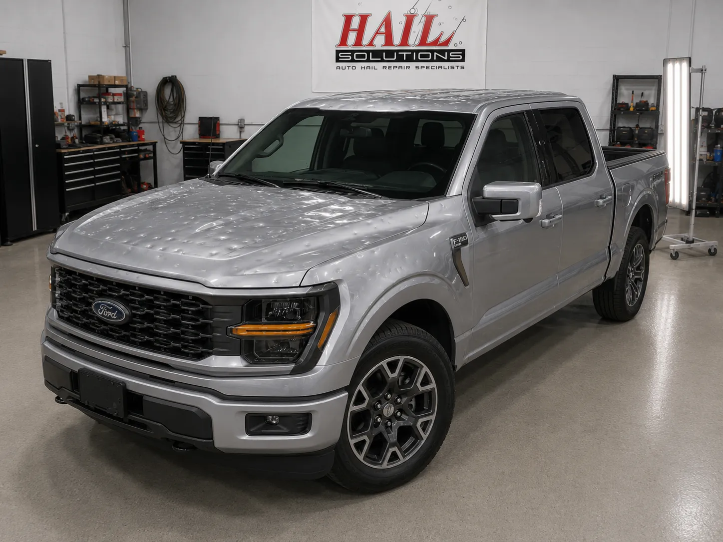 2024 Ford F-150 — Iconic Silver after hail damage repair by Hail Solutions in Liberty, MO