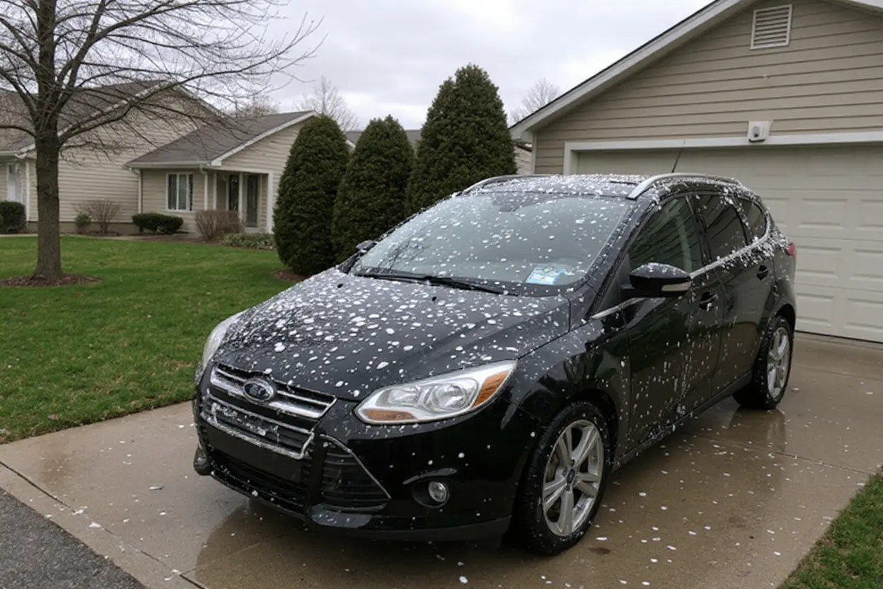 Vehicle in a suburban Kansas City driveway, the typical pickup location for our flatbed crew